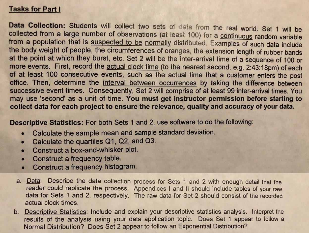 Solved Data Collection: Students will collect two sets of | Chegg.com