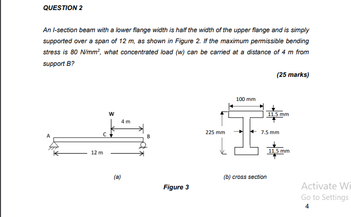 Solved QUESTION 2 An l-section beam with a lower flange | Chegg.com