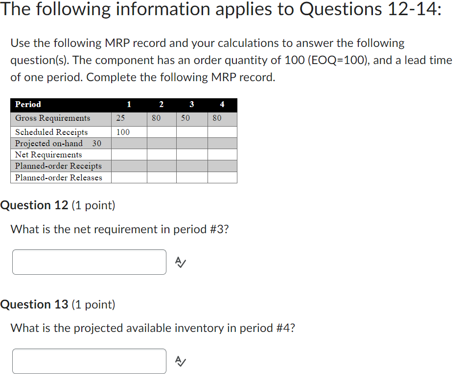 Solved The Following Information Applies To Questions 12-14: | Chegg.com