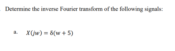 Solved Determine the inverse Fourier transform of the | Chegg.com
