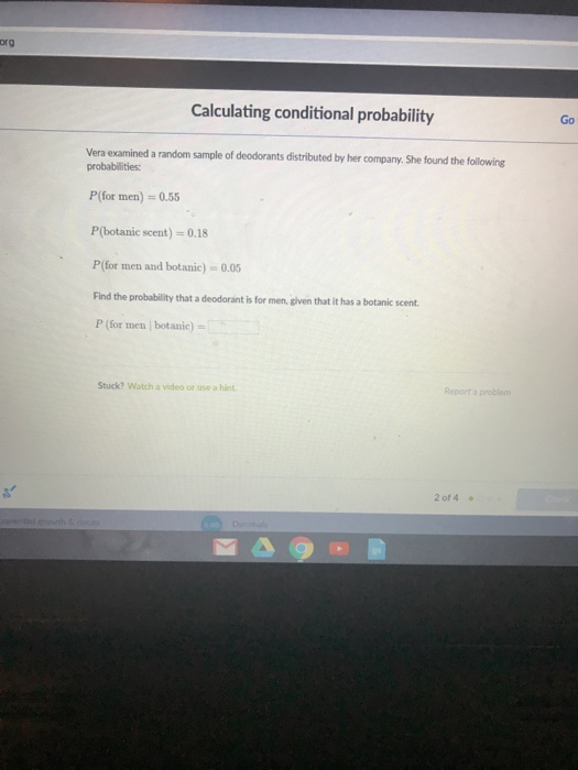 Solved Org Calculating Conditional Probability Go Vera | Chegg.com