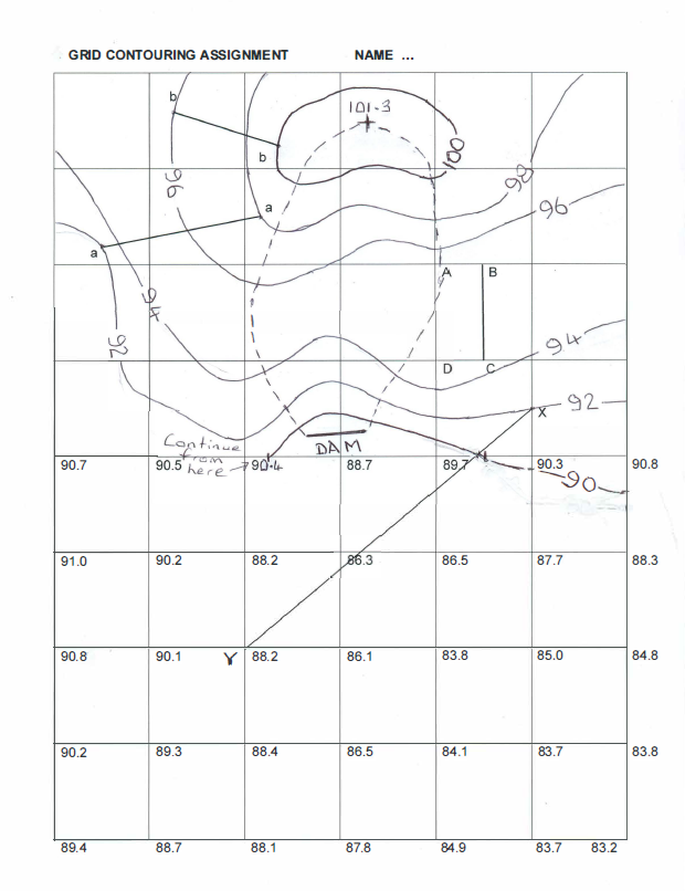 Solved GRID CONTOURING ASSIGNMENT NAME ... 101-3 001 b 96 a | Chegg.com