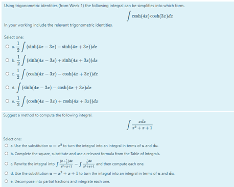 Solved Using trigonometric identities (from Week 1) the | Chegg.com