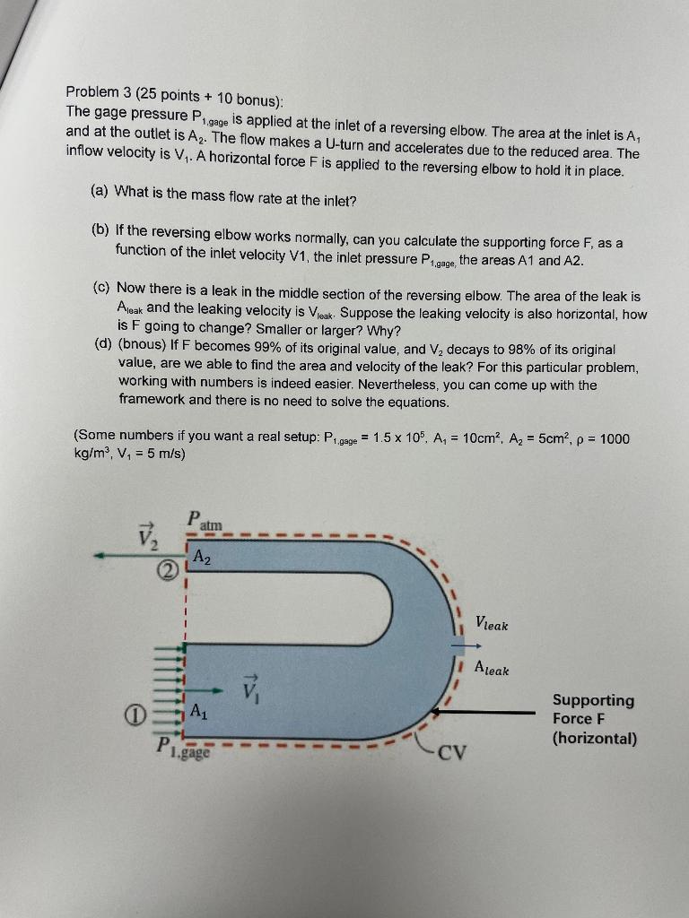 Solved Problem 3 ( 25 points +10 bonus): The gage pressure | Chegg.com