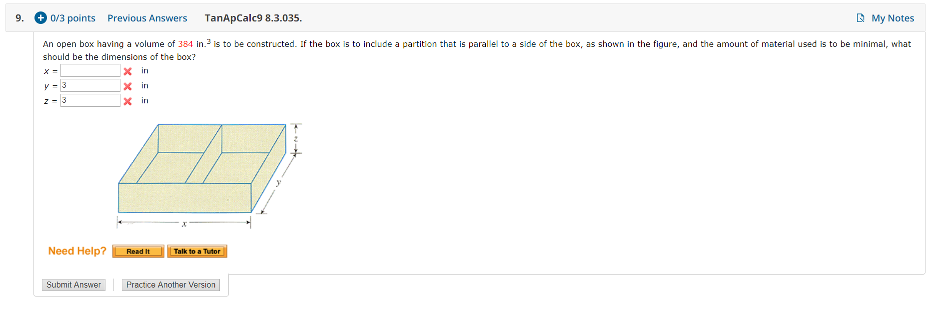 Solved 9. + 0/3 points Previous Answers TanApCalc9 8.3.035. | Chegg.com