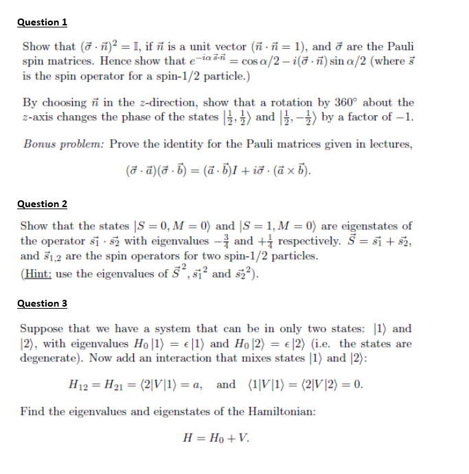 Question 1 Show That 2 1 If N Is A Unit Vector Chegg Com