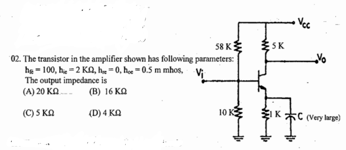 Solved The transistor in the amplifier shown has following | Chegg.com