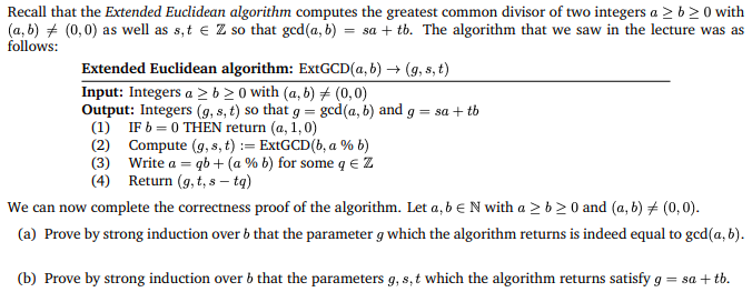 Recall That The Extended Euclidean Algorithm Computes | Chegg.com