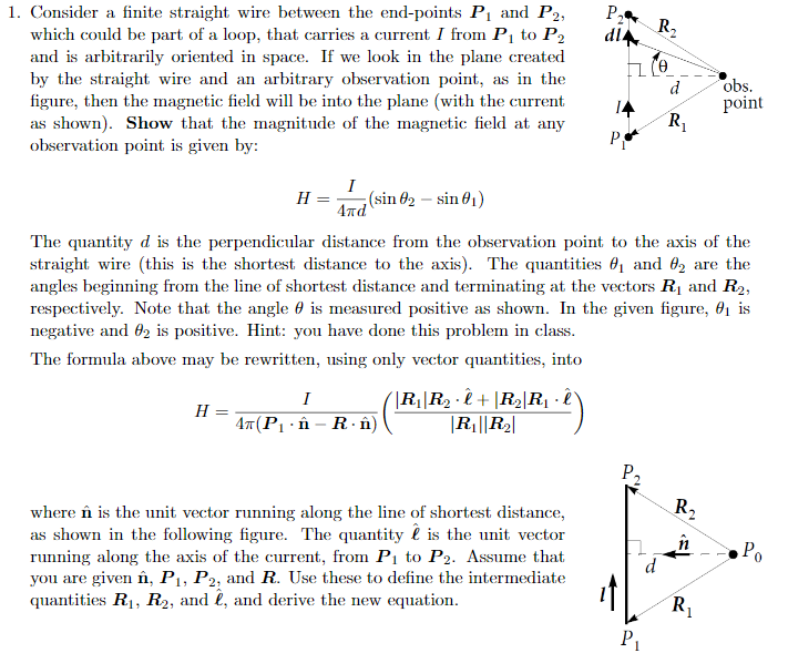 Solved Find the field of a finite wire using