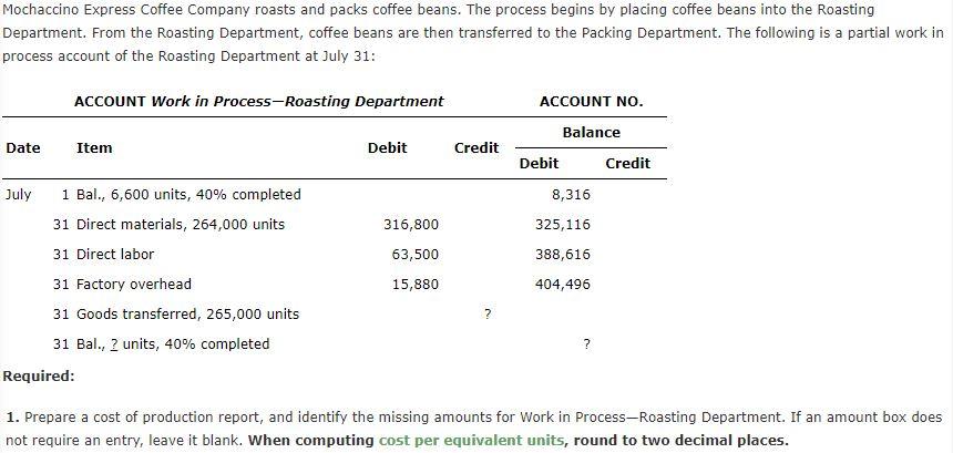 Solved Mochaccino Express Coffee Company Roasts And Packs Chegg Com