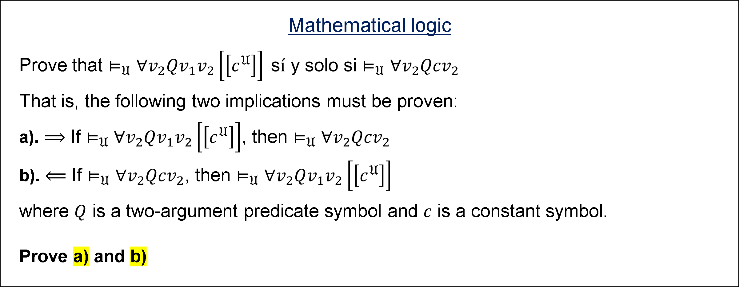 Solved Mathematical Logic A) B) | Chegg.com