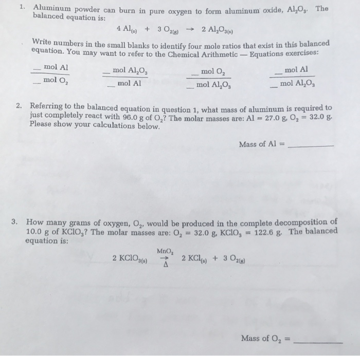 Solved Aluminum powder can burn in pure oxygen to form