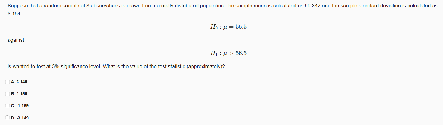 Solved Suppose that a random sample of 8 observations is | Chegg.com