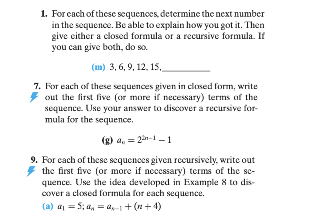 Solved 1. For each of these sequences, determine the next | Chegg.com