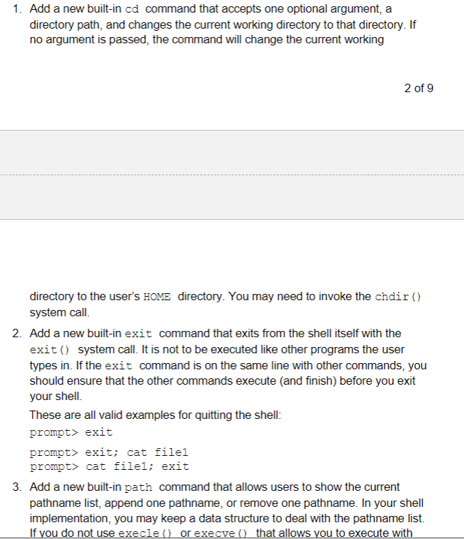 Solved A shell provides a command-line interface for users. | Chegg.com