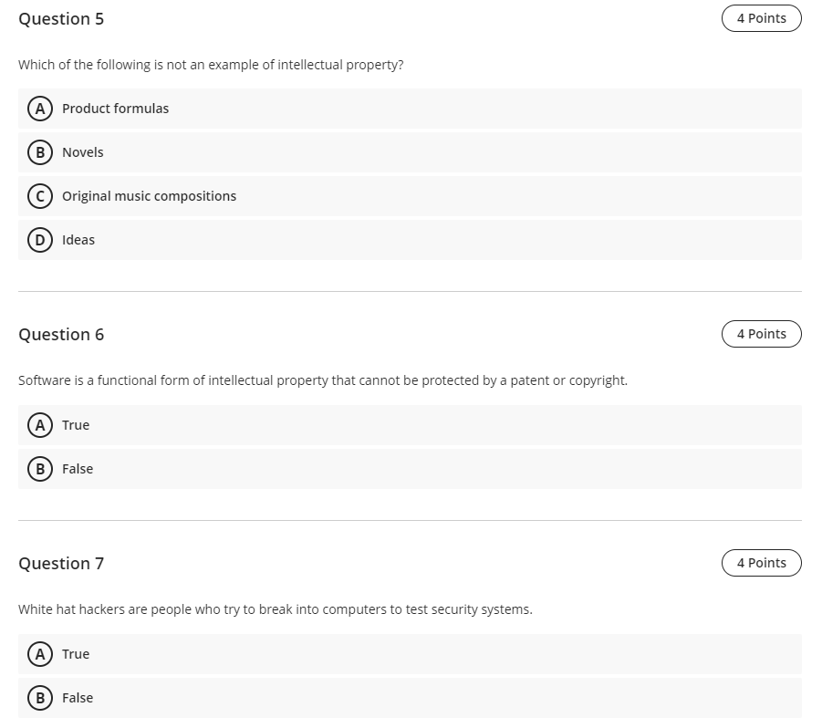 Solved Question 5 4 Points Which of the following is not an | Chegg.com