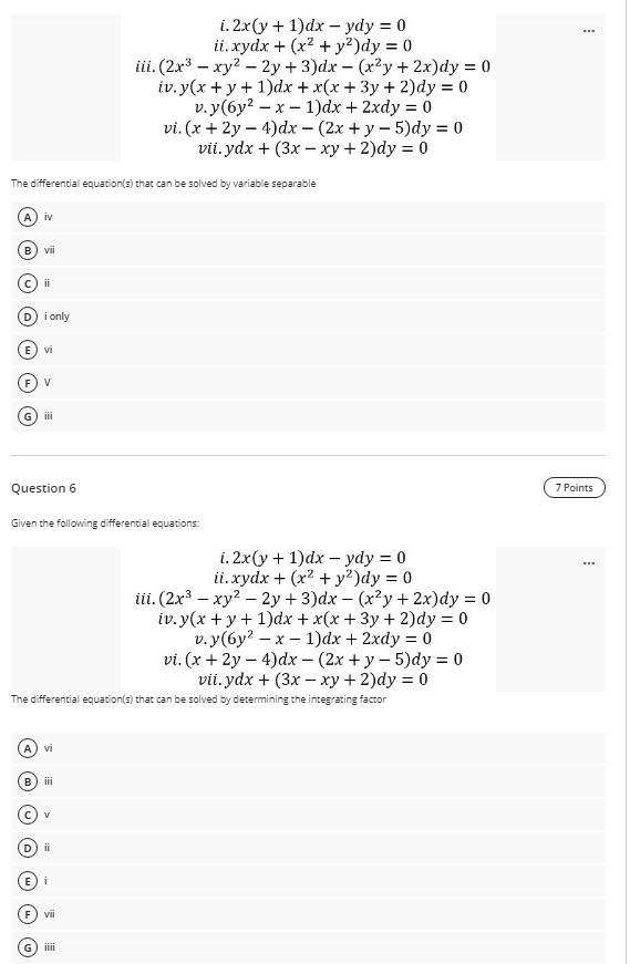 Solved I 2x Y 1 Dx Ydy 0 Ii Xydx X2 Y2 Dy Chegg Com