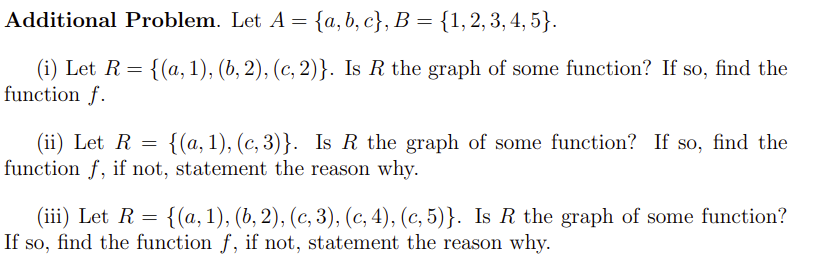 Solved Additional Problem. Let A = {a,b,c}, B = {1, 2, 3, 4, | Chegg ...