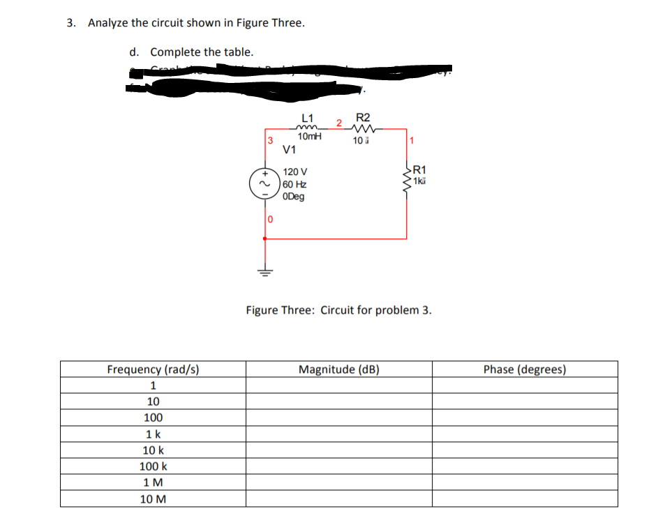Solved 3. Analyze the circuit shown in Figure Three. d. | Chegg.com