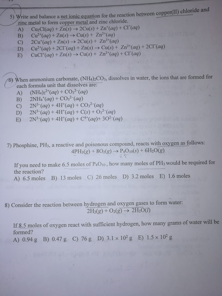 Solved 3) Write and balance a net ionic equation for the | Chegg.com