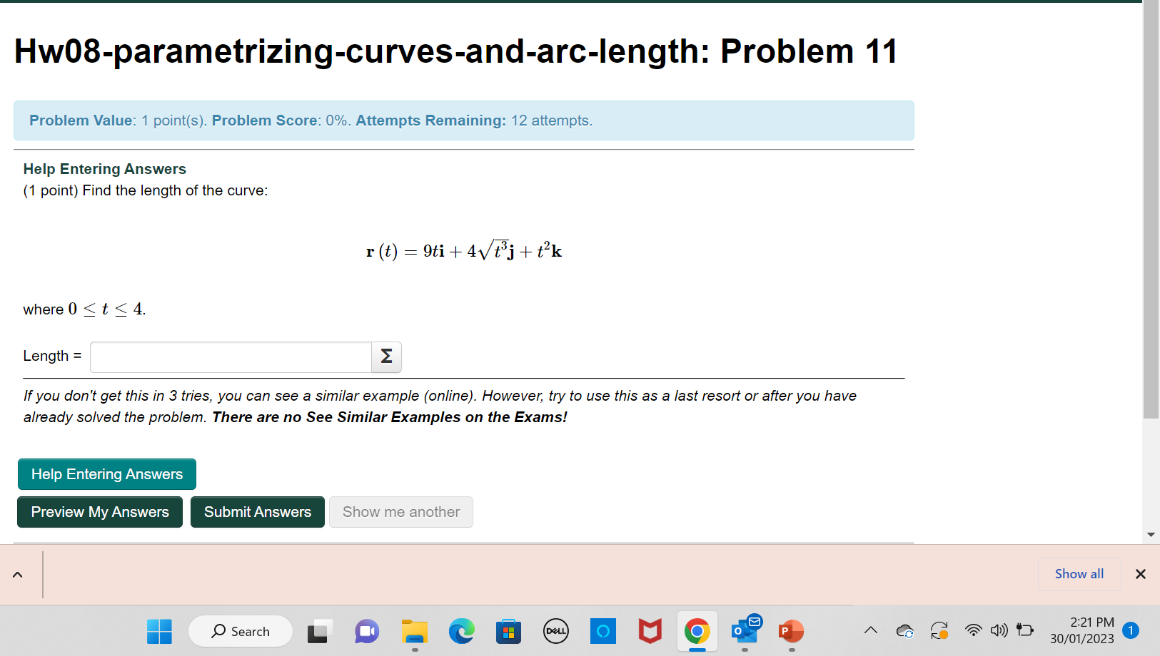 Solved Hw08-parametrizing-curves-and-arc-length: Problem 11 | Chegg.com