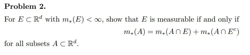 Solved Problem 2. For E⊂Rd with m∗(E)