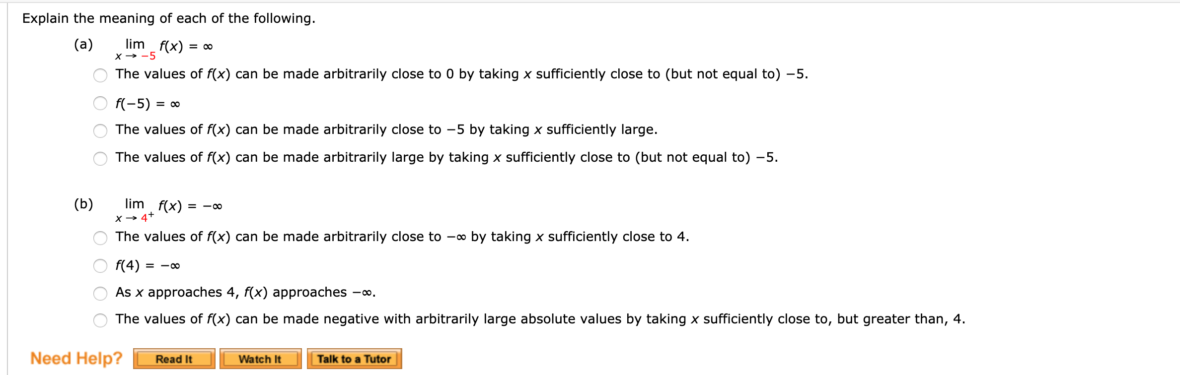 Explain The Meaning Of Each Of The Following A Lim Chegg Com