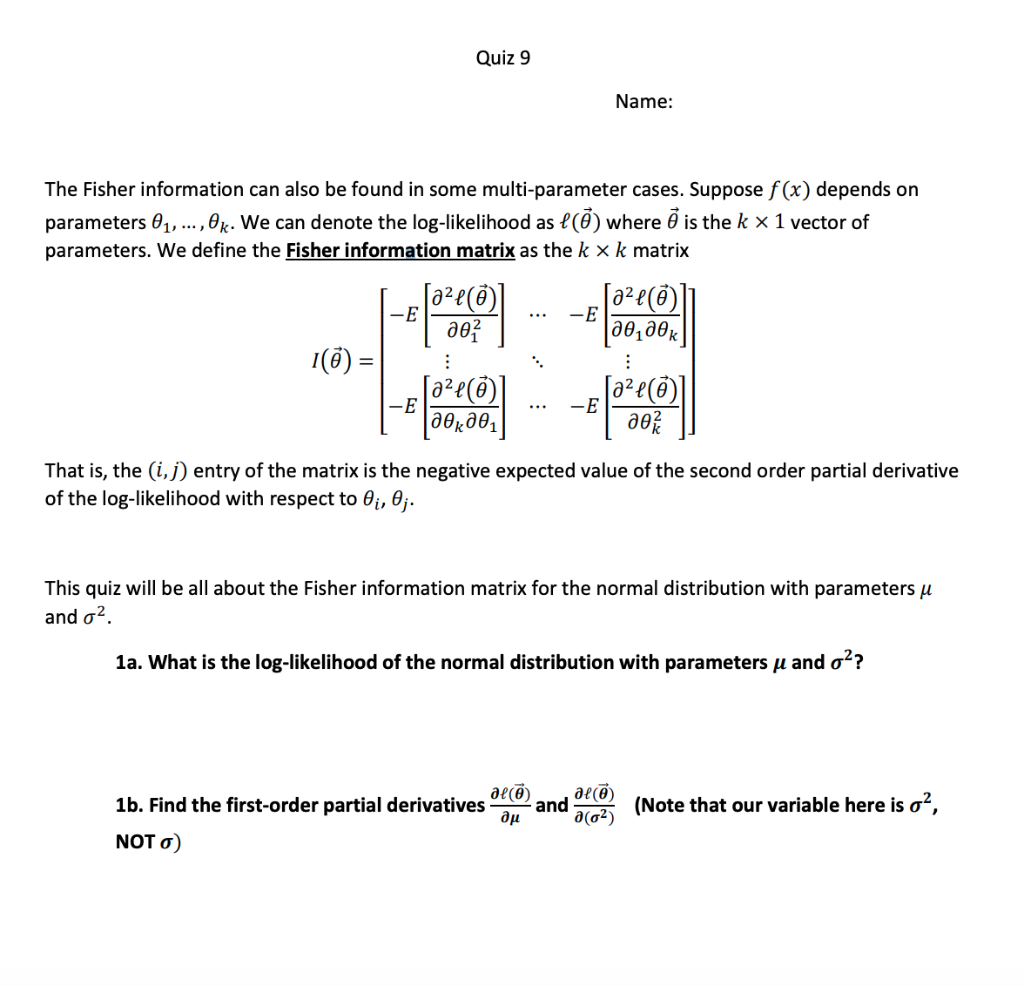 The Fisher Information Can Also Be Found In Some M Chegg Com