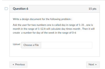 Solved Question 6 15 pts Write a design document for the | Chegg.com