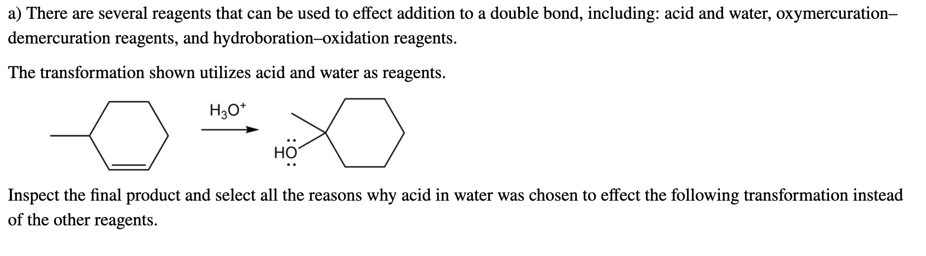 Solved a) There are several reagents that can be used to | Chegg.com