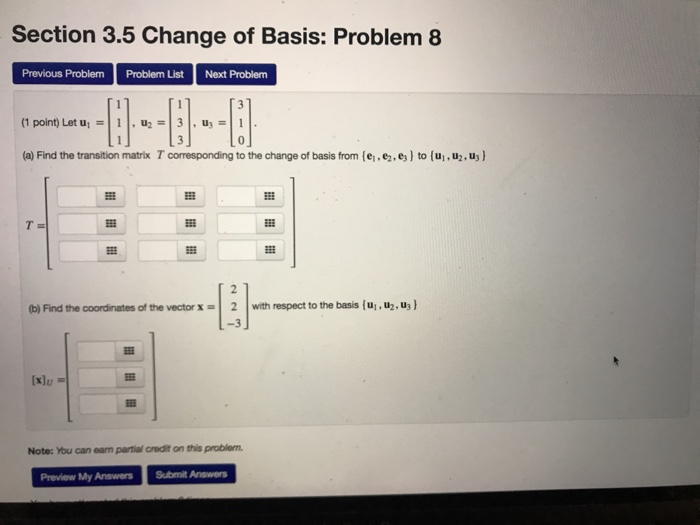 Solved Section 3.5 Change Of Basis: Problem 8 Previous | Chegg.com