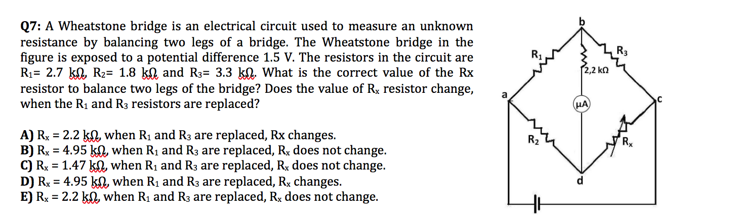 Solved R3 Q7: A Wheatstone bridge is an electrical circuit | Chegg.com