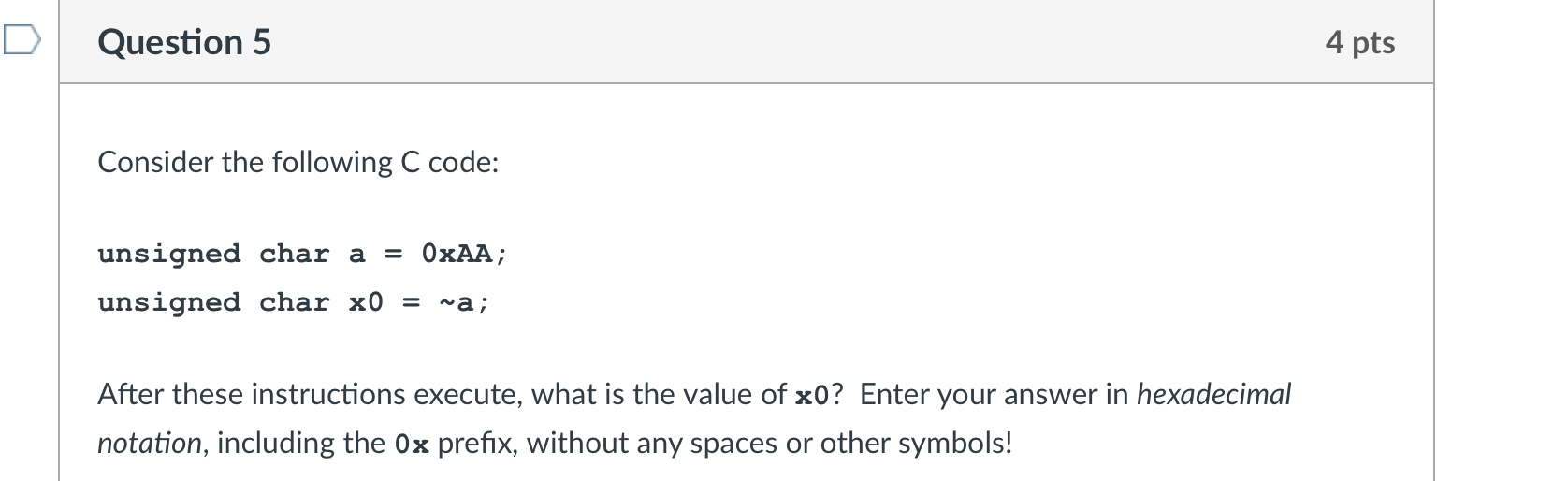 Solved Question 5 4 pts Consider the following C code: | Chegg.com