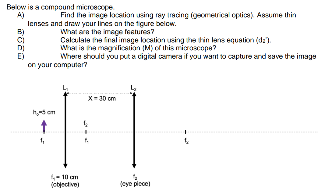 Solved Below is a compound microscope. A) Find the image