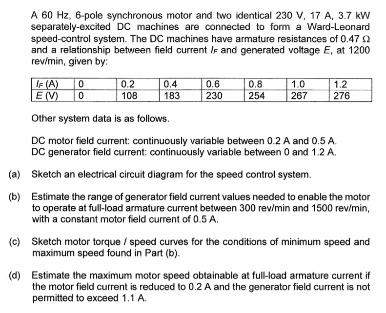 Solved A 60 Hz, 6-pole synchronous motor and two identical | Chegg.com