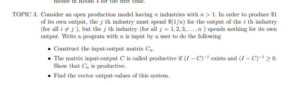 mouse in Room 4 for the first time. TOPIC 3. Consider | Chegg.com