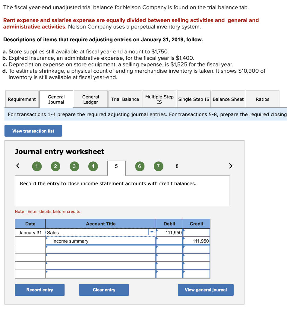 Solved The fiscal year-end unadjusted trial balance for