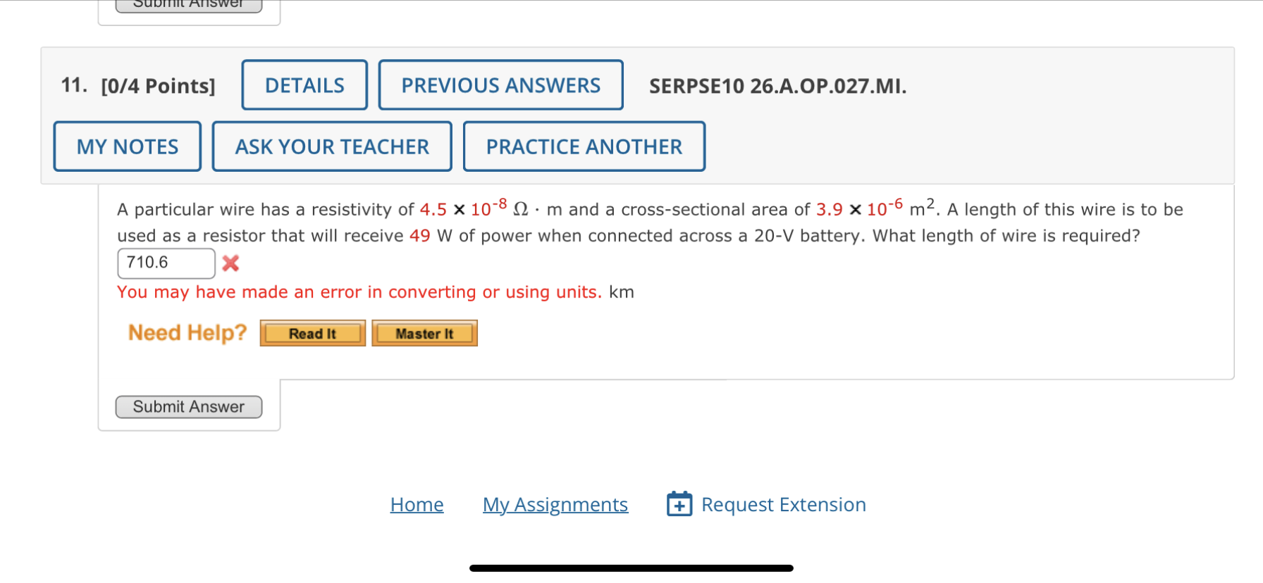 Solved A particular wire has a resistivity of 4.5×10−8Ω⋅m | Chegg.com