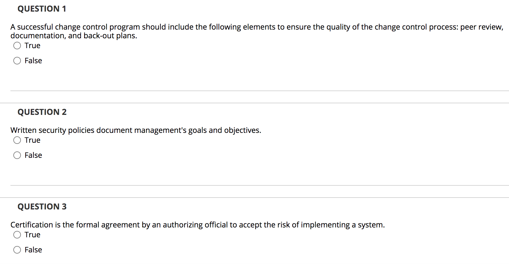 Solved QUESTION 1 A successful change control program should | Chegg.com