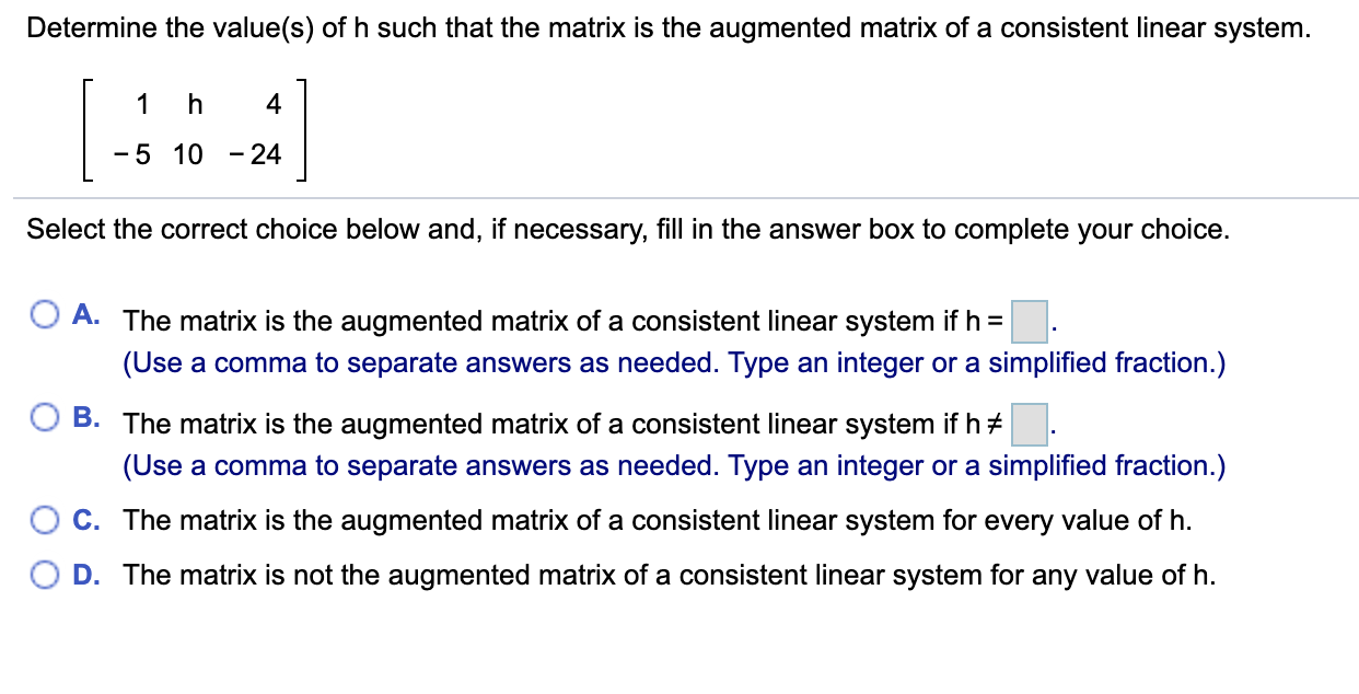 Solved Determine the value(s) of h such that the matrix is | Chegg.com