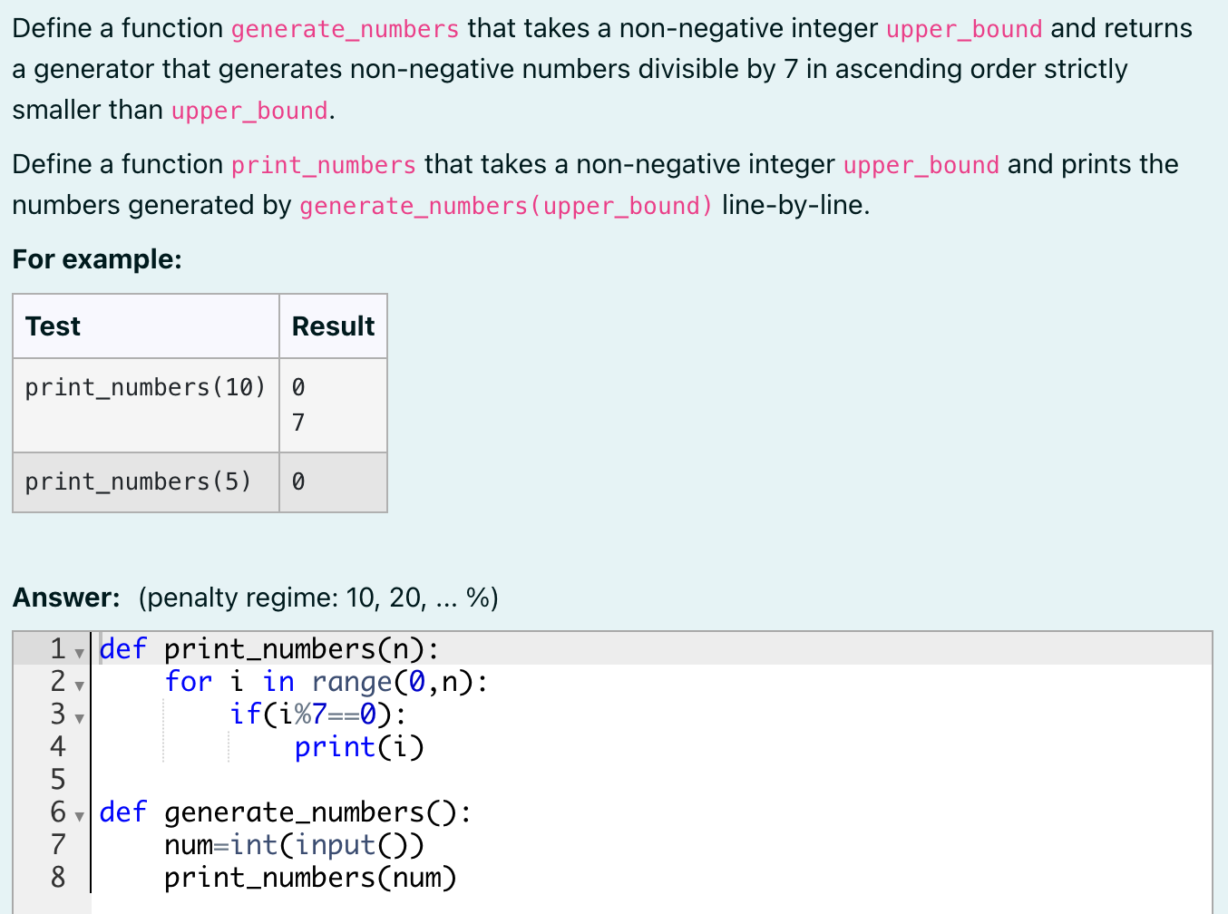 Solved Define a function generate_numbers that takes a | Chegg.com