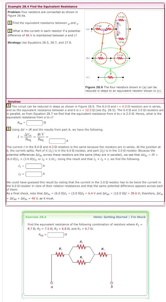 Solved Example 28.4 Find the Equivalent Resistance Problem | Chegg.com