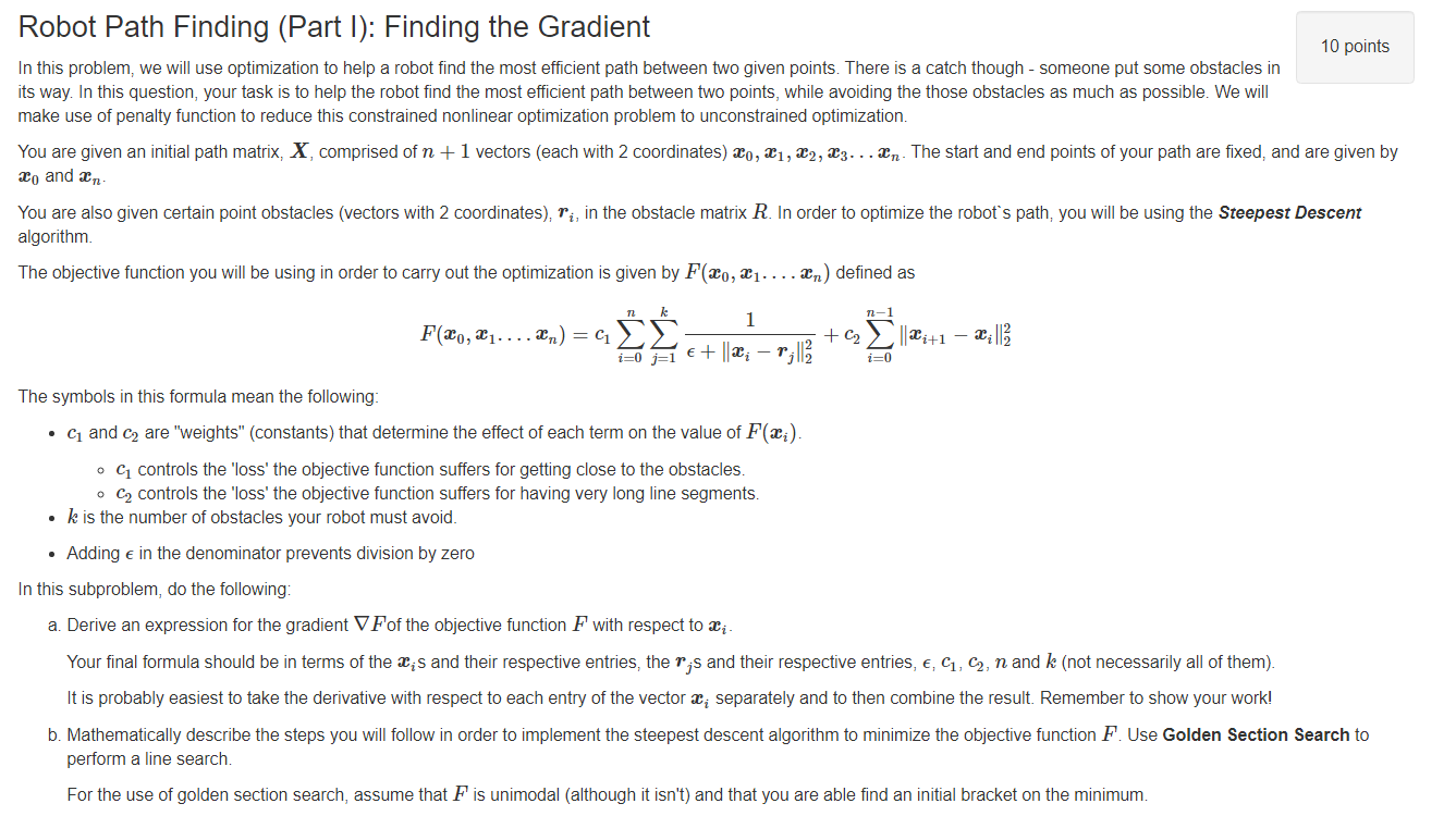 Solved Robot Path Finding (Part 1): Finding the Gradient 10 | Chegg.com