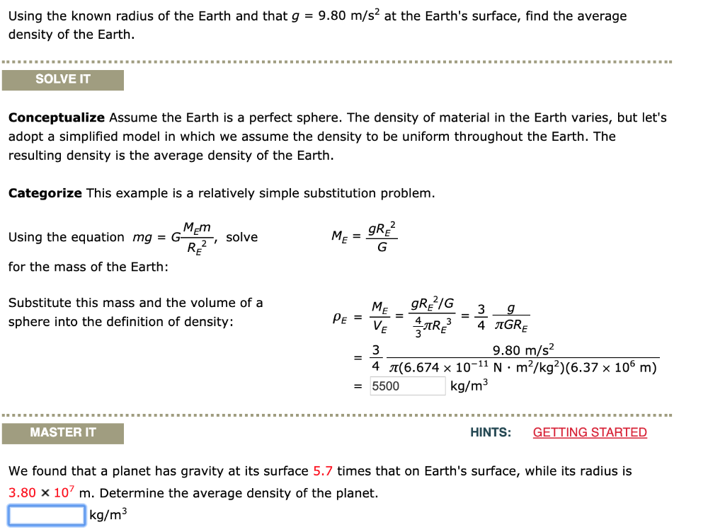 Solved Using the known radius of the Earth and that g = 9.80