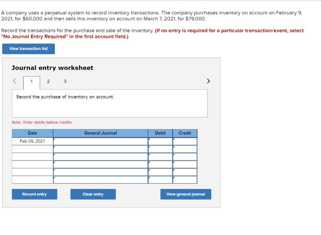 Solved 3 required transactions 1. Record the purchase of