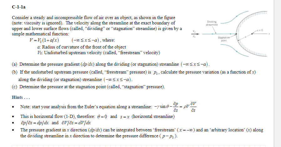 Solved Consider a steady and incompressible flow of air over | Chegg.com