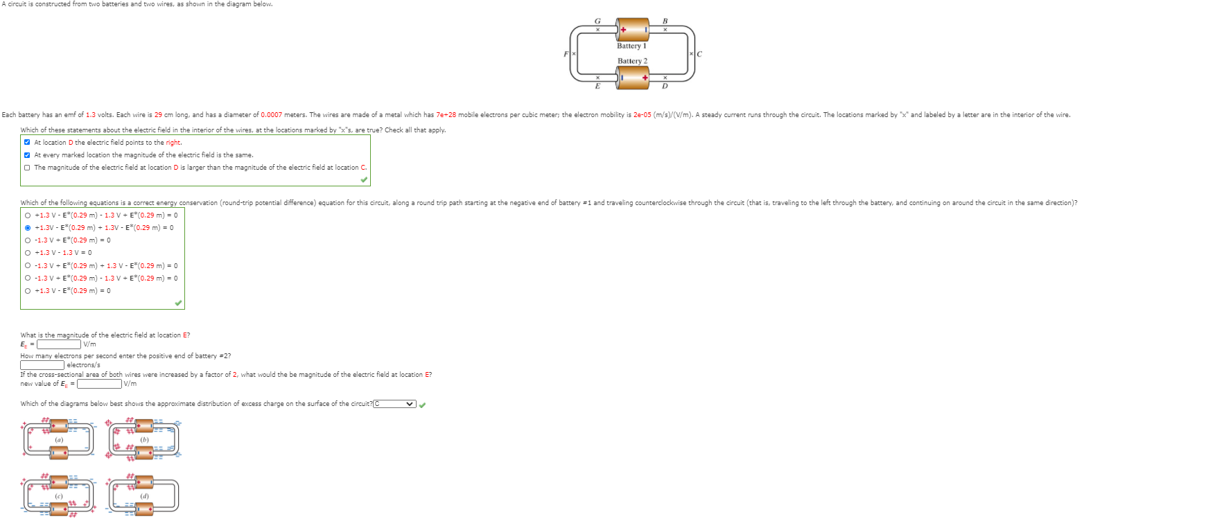 Solved A circuit is constructed from two batteries and two | Chegg.com