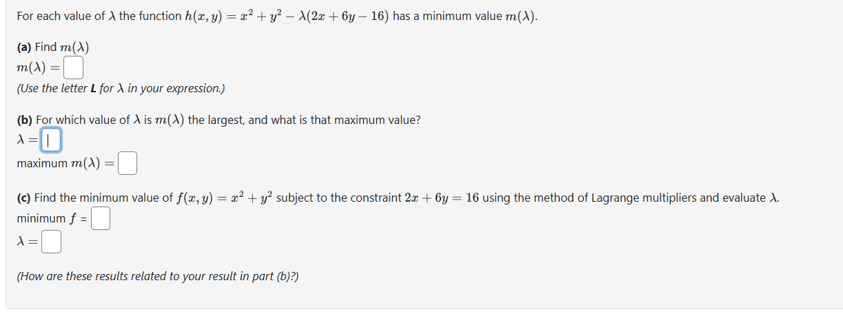 Solved For each value of λ ﻿the function | Chegg.com