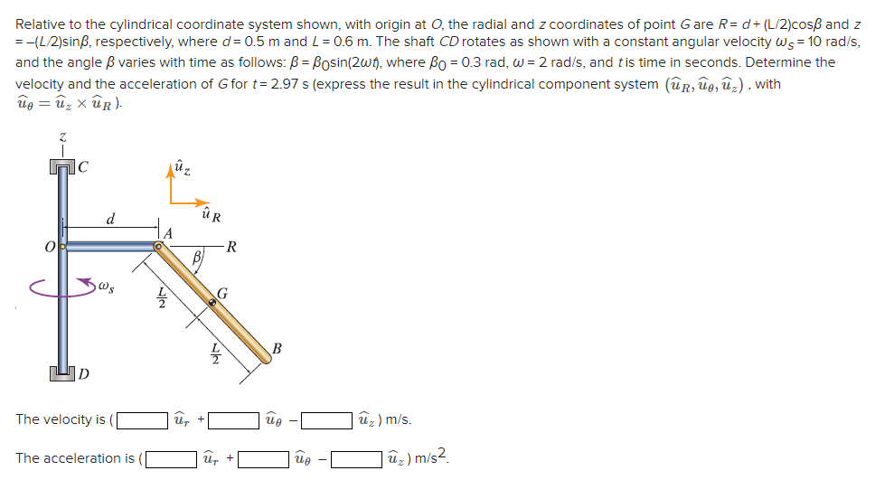 Solved Relative to the cylindrical coordinate system shown, | Chegg.com