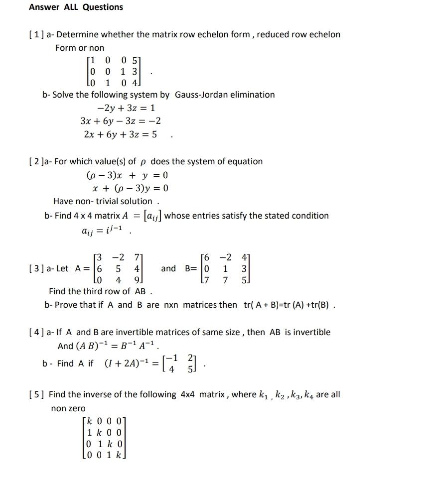 Solved Answer ALL Questions 1 a Determine whether the Chegg